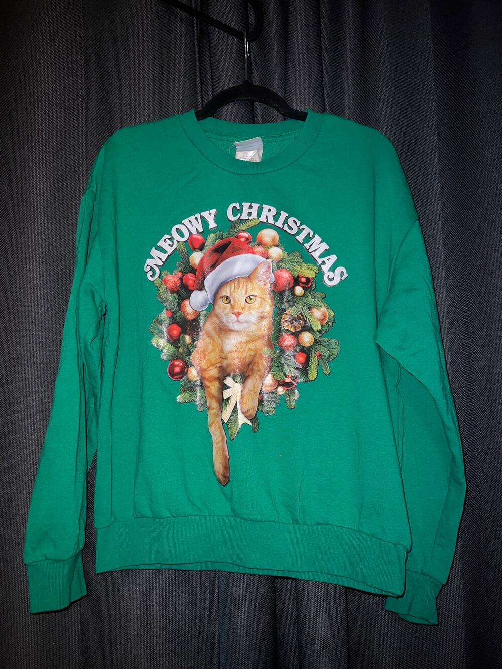 Ugly Christmas Sweater Xmas Sweatshirt Crewneck Size Medium Cat